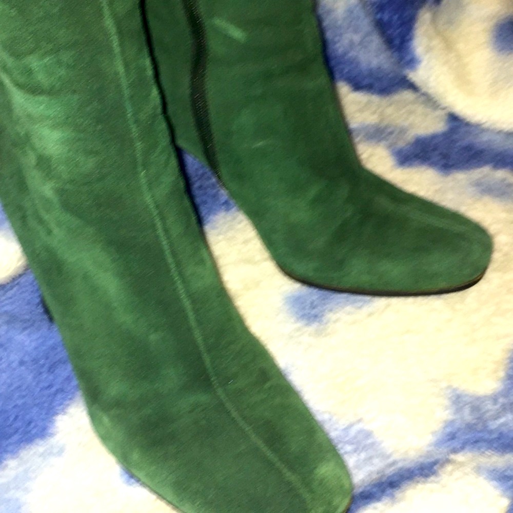 GG DEADSTOCK Gucci Green Suede Purple Ribbon w Horse-bit Boots - Picture 8 of 11